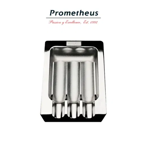 Prometheus Askfat i metall krom för 3 cigarrer