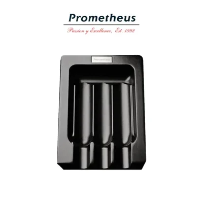 Prometheus Askfat Svart metall för 3 cigarrer